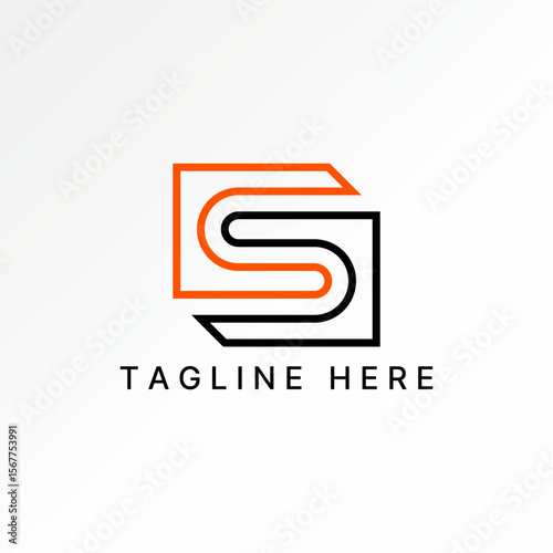 Logo design graphic concept creative premium vector stock image top sell initial S font line square motif 3D pattern aesthetic art flip monogram brand