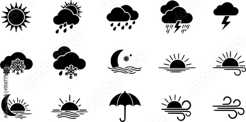 Weather Icon Set in Black and White