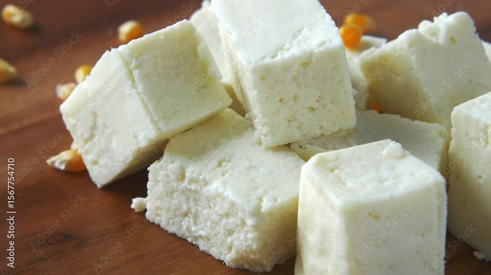 cubed paneer cheese 4k video