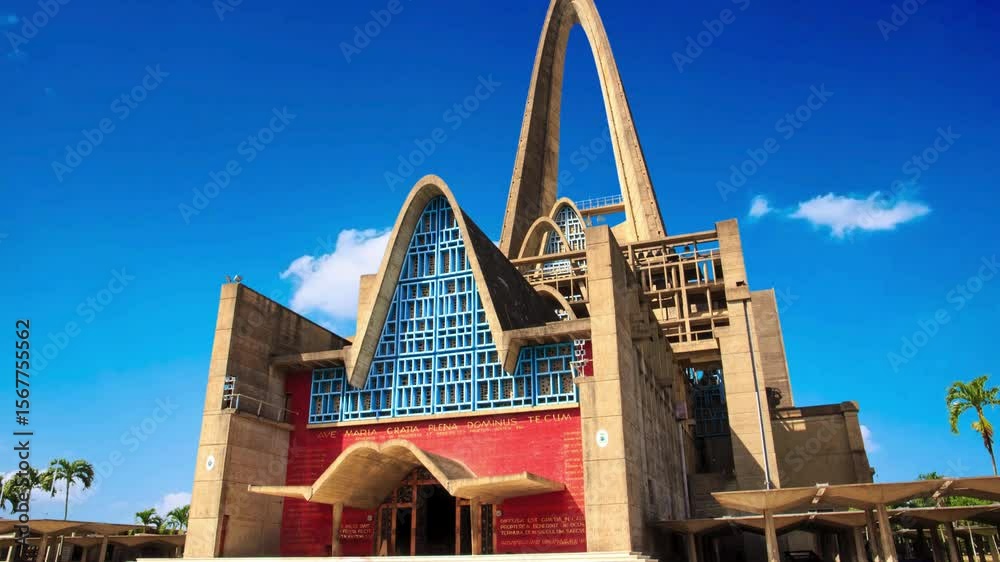 HIGUEY, DOMINICAN REPUBLIC - AUGUST 31, 2014: Shrine of Our Lady of Altagracia (Basilica Catedral Nuestra Senora de la Altagracia).Basilica Catedral Nuestra Senora de la Altagracia, crop of catholic C