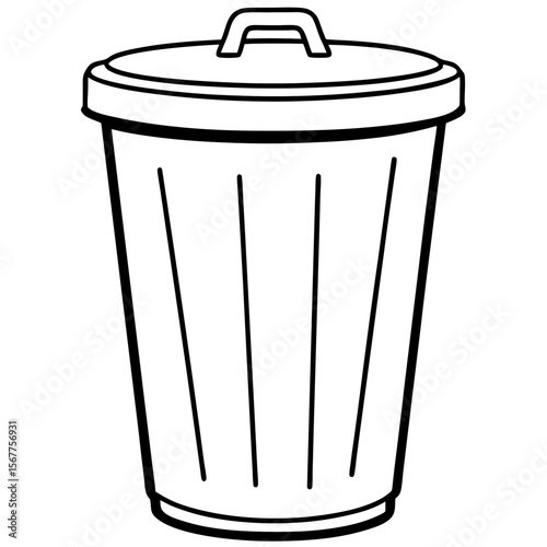 Dustbin line art vector
