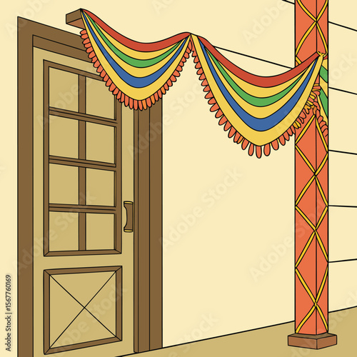 Colorful Toran Hanging On Door