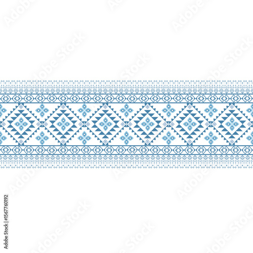 blue and white background geometric ethnic pattern seamless color Background, Design curtain, carpet, wallpaper, clothing, wrapping, Batik, vector illustration