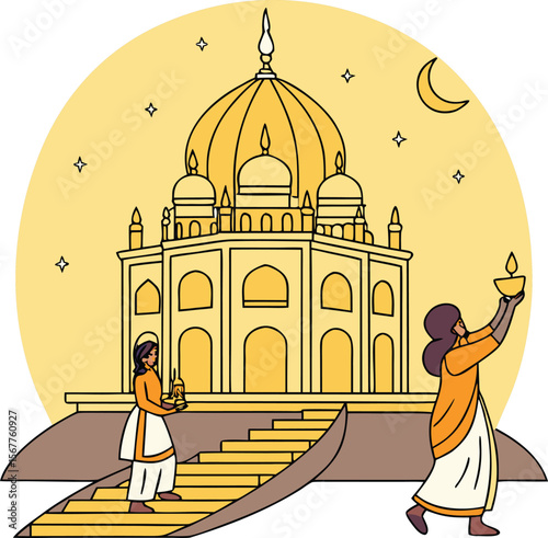 Spiritual Diwali Scene With Glowing Aura