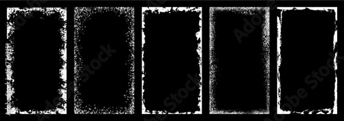 Grunge Border Frame Set Texture Overlay Distressed Edge Graphic Element Black White