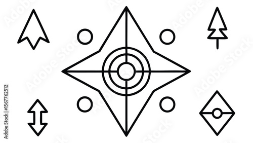 Geometric shapes and directional arrows cursor