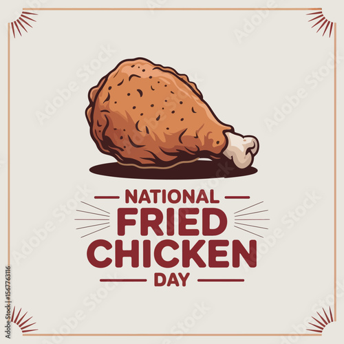 National Fried Chicken Day Poster with Crispy Drumstick Illustration