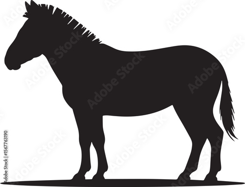 zebra black silhouette vector, Simple silhouette Design vector icon with white background. Wild Animal Vector