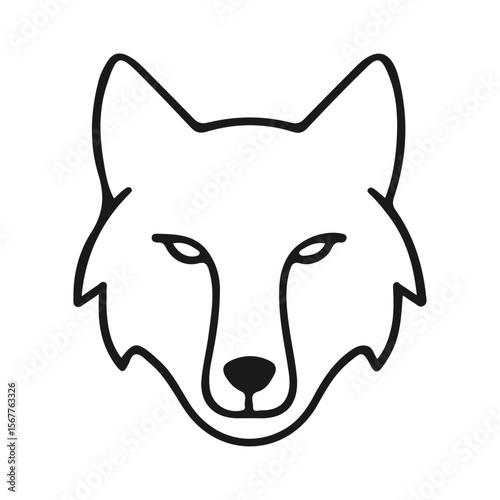 A tribal black wolf head icon, a wild animal illustration for a tattoo design or cartoon logo