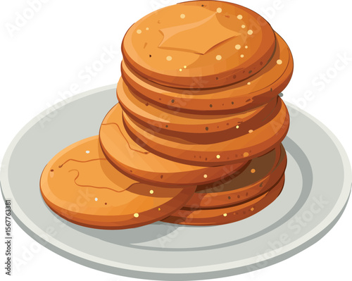 A delightful collection of stylized biscuit illustrations, showcasing  shapes and arrangements