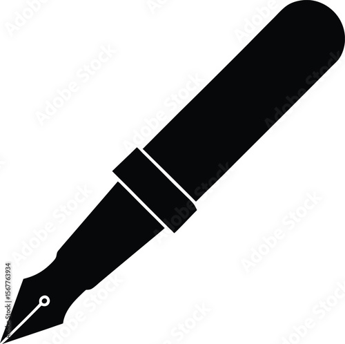 fountain pen icon silhouette on white background (3).eps