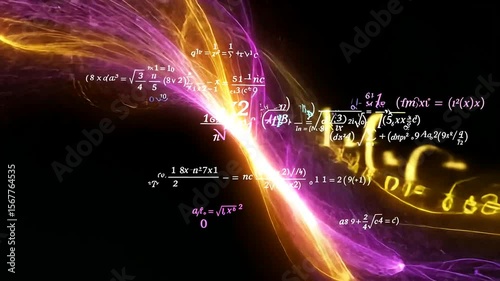 Abstract Mathematical Equations and Glowing Light Trails Video Background Loop