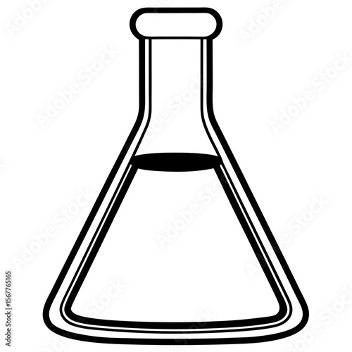 Erlenmeyer flask line art vector
