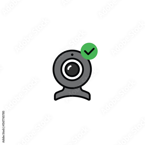 Webcam with green checkmark video camera technology