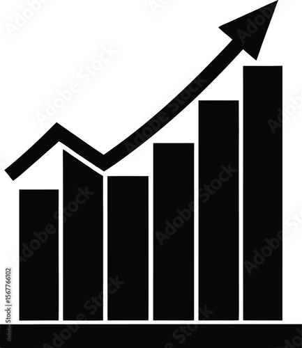 graph with rising trend icon silhouette on white b (3).eps