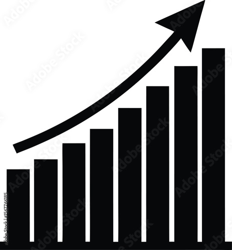 graph with rising trend icon silhouette on white b.eps