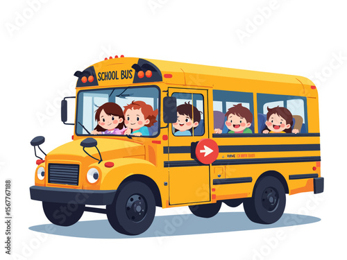 Cute Cartoon School Bus Clipart Fun Expressions Emotions
