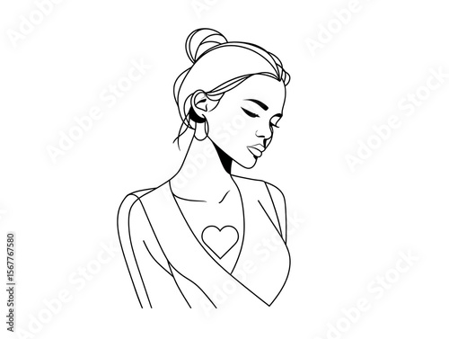 Wallpaper Mural line art woman tattoo heart drawing Torontodigital.ca