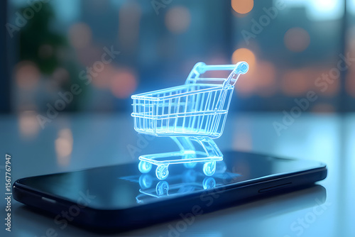 shopping cart icons,parcel box on mobile phone from online shopping
