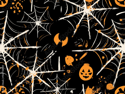 stretched torn spider web in grunge style