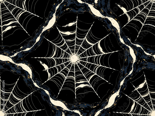 stretched torn spider web in grunge style