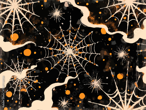 stretched torn spider web in grunge style