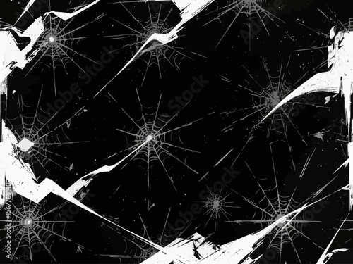 stretched torn spider web in grunge style
