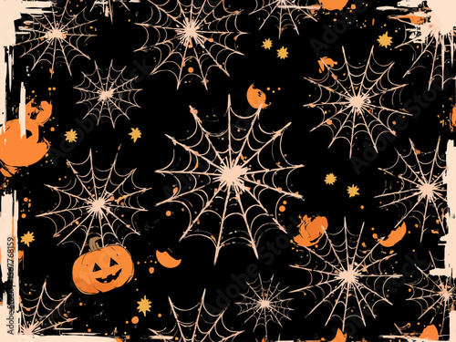 stretched torn spider web in grunge style