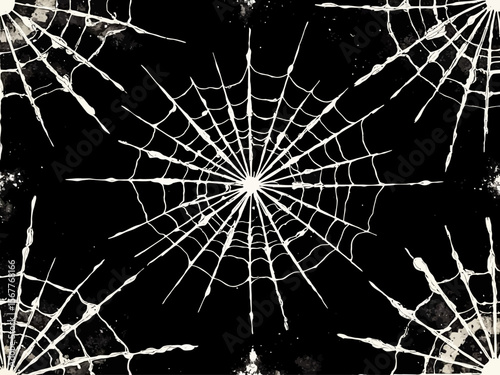 stretched torn spider web in grunge style