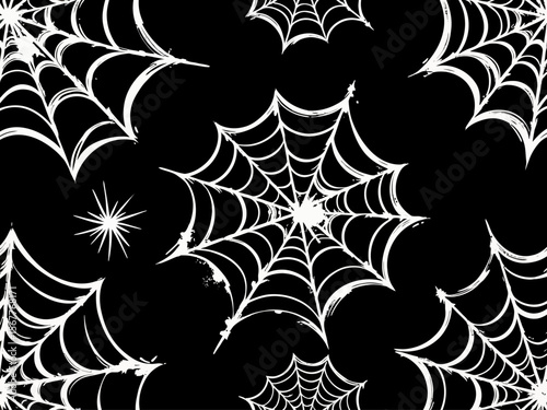 stretched torn spider web in grunge style