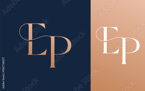 Initial letter EP PE logo design vector illustration for couple, wedding, and business
