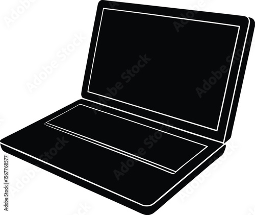 laptop for online learning icon silhouette on whit.eps