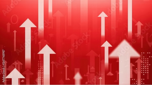 Wallpaper Mural Dynamic Red Growth Background with Rising Arrows: Digital Wealth Trend Illustration for FinTech Presentations and UI Design
 Torontodigital.ca