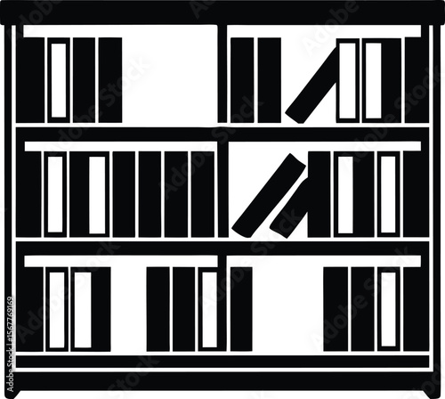 library bookshelf icon silhouette on white backgro (2).eps