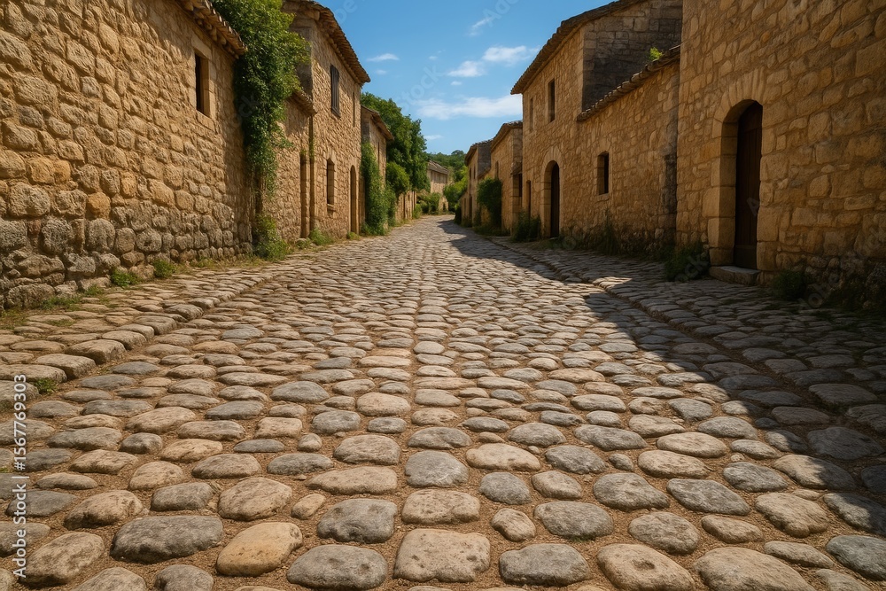 Fototapeta premium Ancient Pathway Through a Remote Village Featuring a Rugged Trail to Scenic Spots