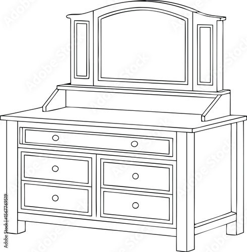 Elegant Vanity with Mirror and Storage Drawers A Classic Furniture Piece for Bedroom or Dressing Area