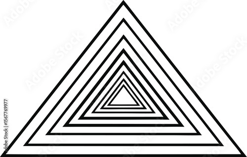 Endless Triangle Tunnel An Optical Illusion Creating a Sense of Depth with Black Geometric Shapes and White Background