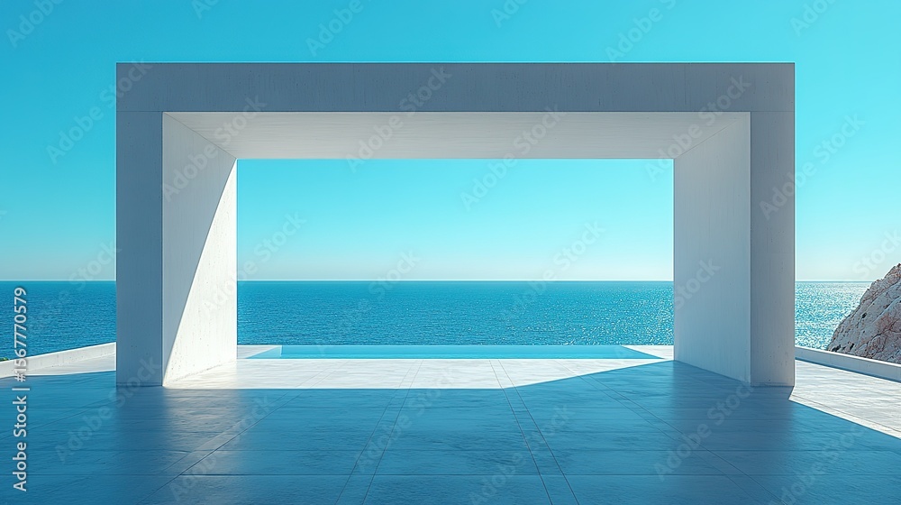 Fototapeta premium Minimalist Sky Overhead Perspective with Color Contrast on Blue Background