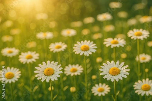 Blooming daisies in a sunlit garden celebrating spring's natural beauty