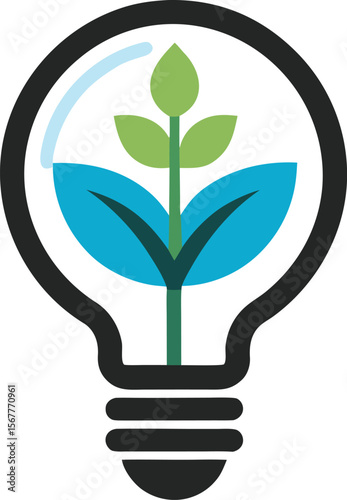 light bulb terrarium creative logo icon on white b.eps