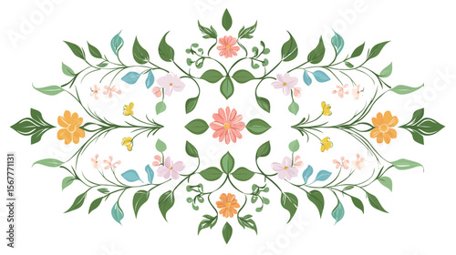 Wallpaper Mural Wildflowers and Herbs Mandala – Botanical Vector Illustration in Natural Style Torontodigital.ca