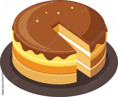 A delightful collection of stylized cake illustrations, showcasing a variety of designs from tiered wedding cakes to festive birthday cakes, often adorned with fruit and decorative elements