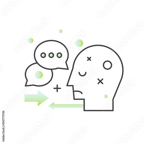 Online therapy concept with virtual mental health support, remote counseling, digital consulting, therapy session, emotional help, self-care, and psychological assistance in vector style logo icon