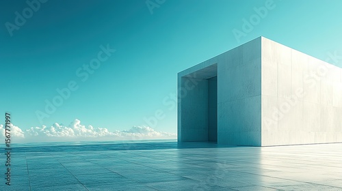 Minimalist Sky Overhead Perspective with Color Contrast on Blue Background