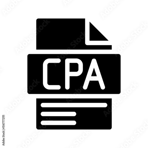 Cpa Glyph Icon. Cost Per Acquisition File Cost to acquire one new customer