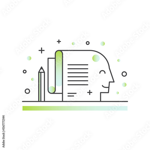 Journaling concept with writing, self-reflection, emotional expression, mental clarity, personal growth, mindfulness, and daily habits in outline vector style for wellness and creativity icon logo