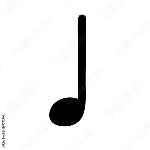 A single note with a filled oval notehead and a stem with one flag. It usually represents half a beat in common time.