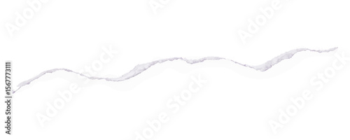 ripped torn paper edges isolated with clipping path on black background. Torn strip from the middle of a white sheet of paper