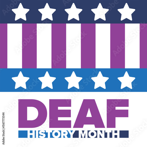 National Deaf History Month. Celebrated from March through April in United States. In honour of the achievement of the deaf and hard of hearing. Poster, postcard, banner. Vector illustration