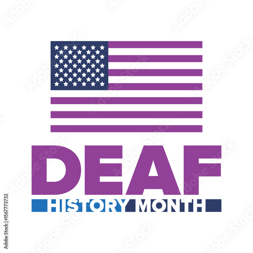 National Deaf History Month. Celebrated from March through April in United States. In honour of the achievement of the deaf and hard of hearing. Poster, postcard, banner. Vector illustration